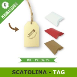 Kit portaconfetti cuscino e cartellino personalizzato per bomboniera fai da te