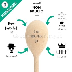 Eco-regalo mestolo tondo da cucina di legno decorato
