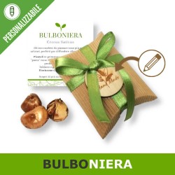 Bulboniera bomboniera personalizzabile con tag tondo, portaconfetti e bulbi