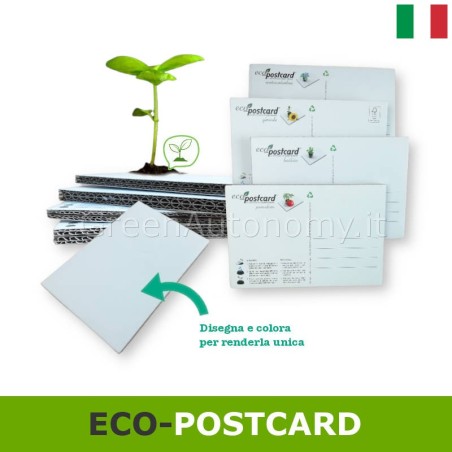 Eco-postcard piante e fiori veri in cartolina-regalo da colorare