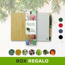 box regalo di natale con matita piantabile penna e blocco note