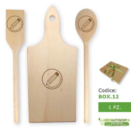 Box regalo originale set mestolo cucchiaio-paletta-tagliere personalizzati per chef cuochi