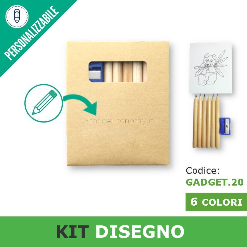 Matite personalizzate per bambini con temperino e disegni da colorare