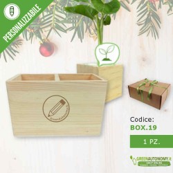 Box regalo natale portapenne-organizer e vaso con semi di piante in cofanetto regalo