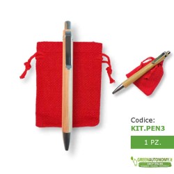 Kit bomboniera laurea fai da te con penna bamboo e sacchetto portaconfetti rosso