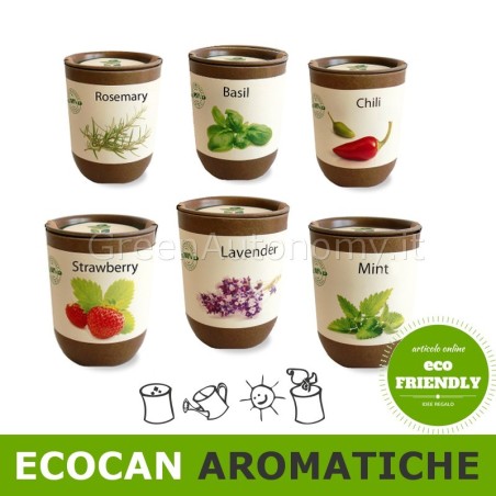 ecocan piante aromatiche con vaso biodegradabile