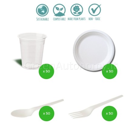 Kit ecofesta bio tutto biodegradabile e compostabile