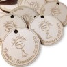 tag di legno da personalizzare per bomboniere e confezioni regalo comunione
