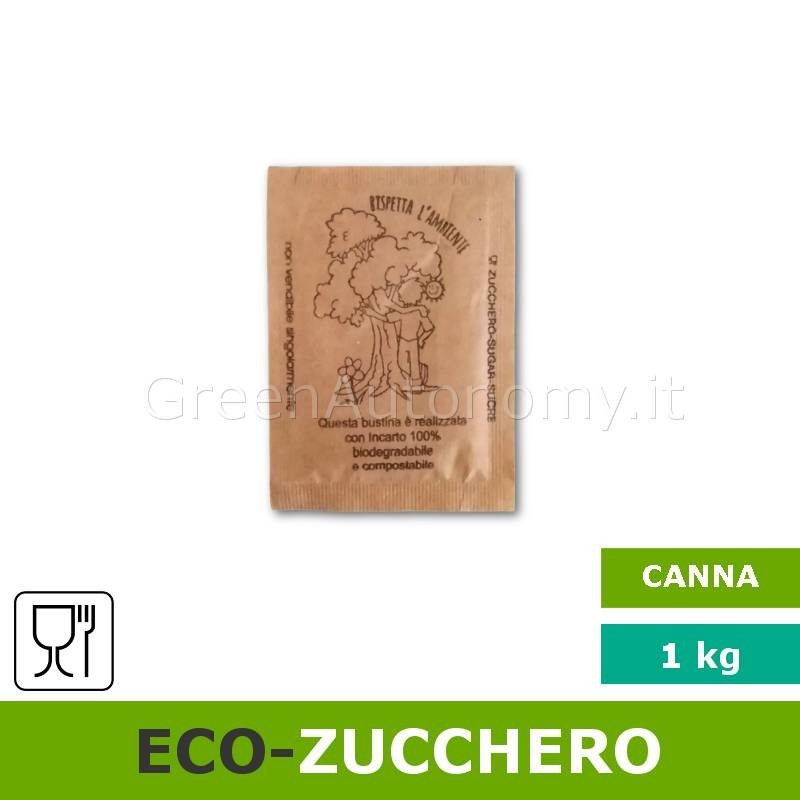 Bustina zucchero di canna da 4 grammi biodegradabile compostabile