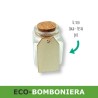 Vasetto di vetro 4x4x5 cm con tappo e tag-cartellino personalizzato